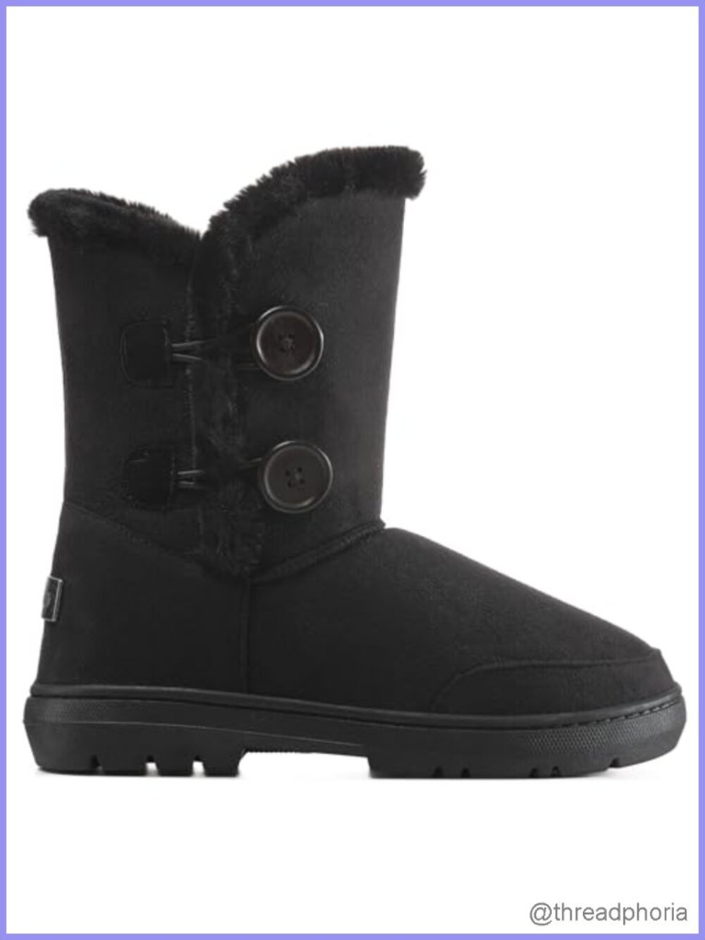 Faux Fur Lined Winter Snow Rain Boots Twin Button Mid-Calf Anti-Skid